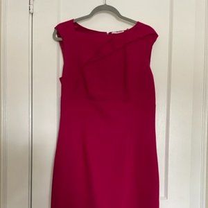 TTahari Raspberry Asymmetrical Neckline Dress